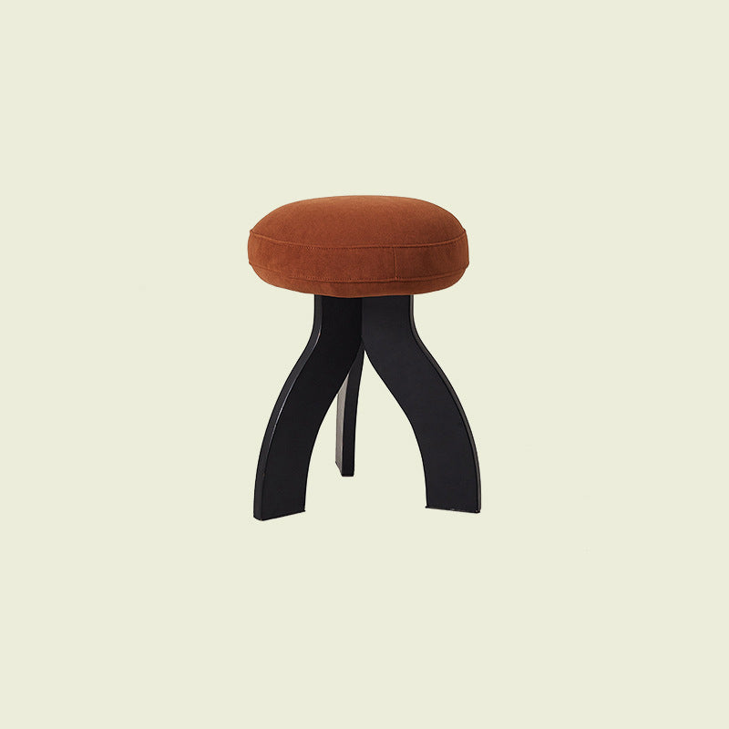 Vintage Triangle Base Wood Fabric Vanity Stool