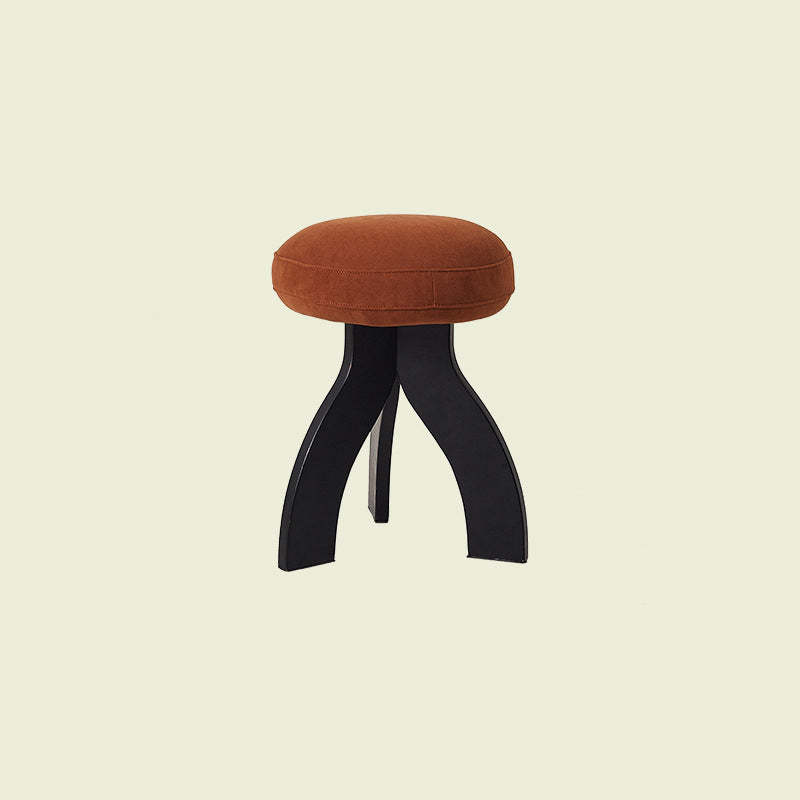 Vintage Triangle Base Wood Fabric Vanity Stool