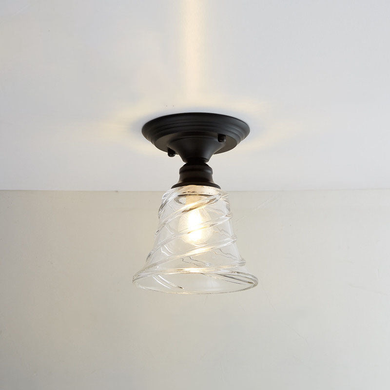 Nordic Vintage Glass Floral Geometry Semi-Flush Light