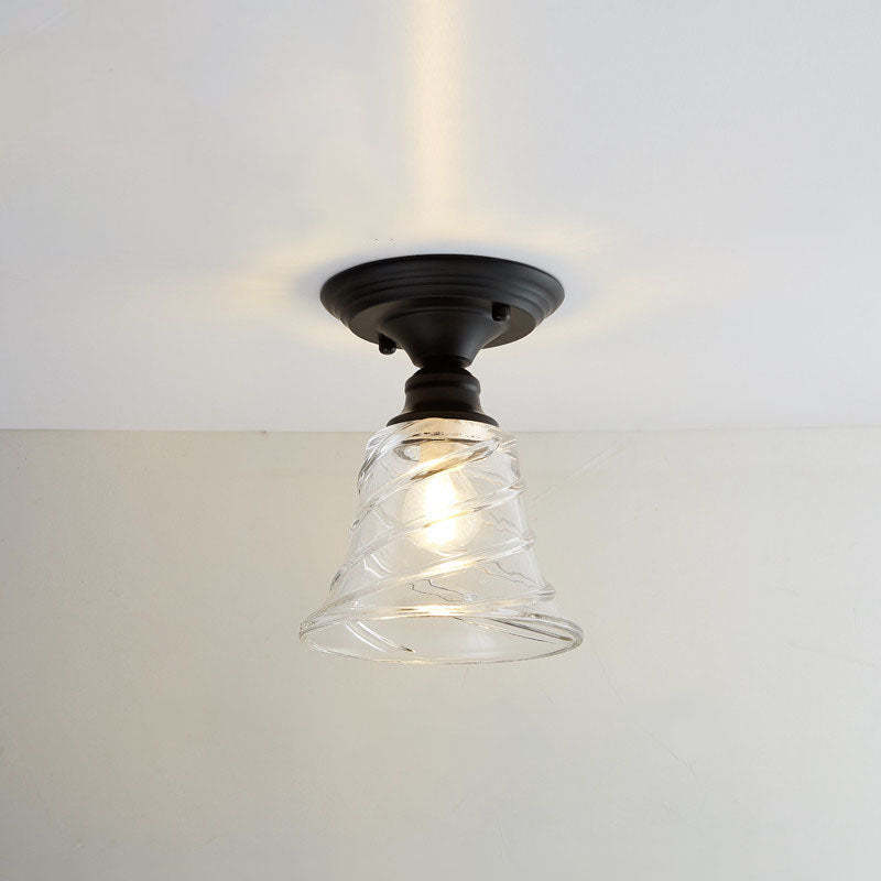 Nordic Vintage Glass Floral Geometry Semi-Flush Light