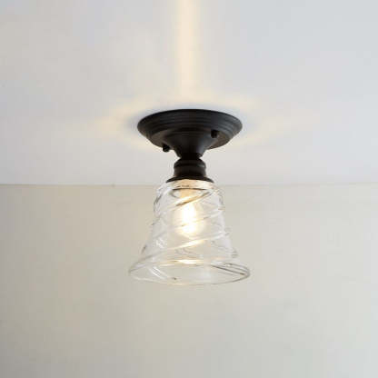 Nordic Vintage Glass Floral Geometry Semi-Flush Light