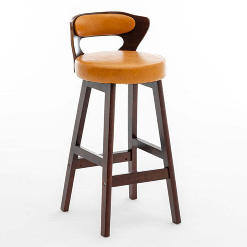 Modern PU Leather Wood Low-Back Bar Stool