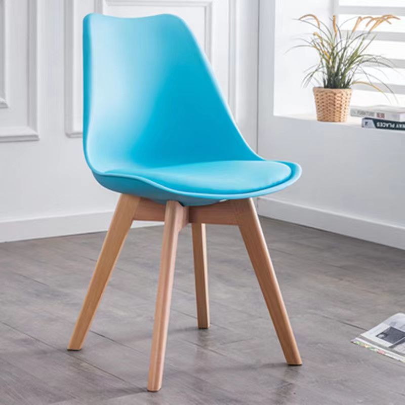 Blue wood tulip accent chairs - minimalist