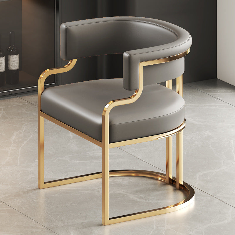 U-Shape Metal Leather Dining Armchair