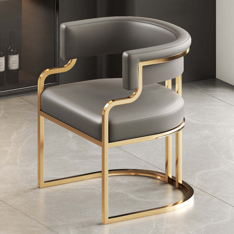 U-Shape Metal Leather Dining Armchair