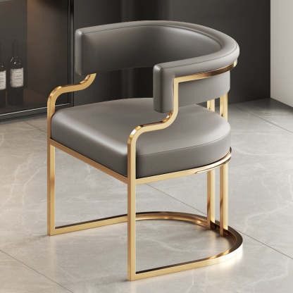 U-Shape Metal Leather Dining Armchair