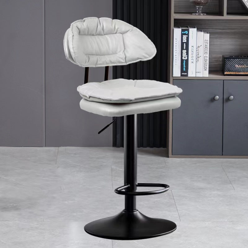 Minimalist Leather Metal Bar Stool With Backrest Adjustable