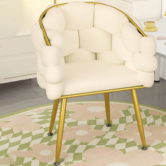 Cream Bubble Velvet Metal Vanity Stool