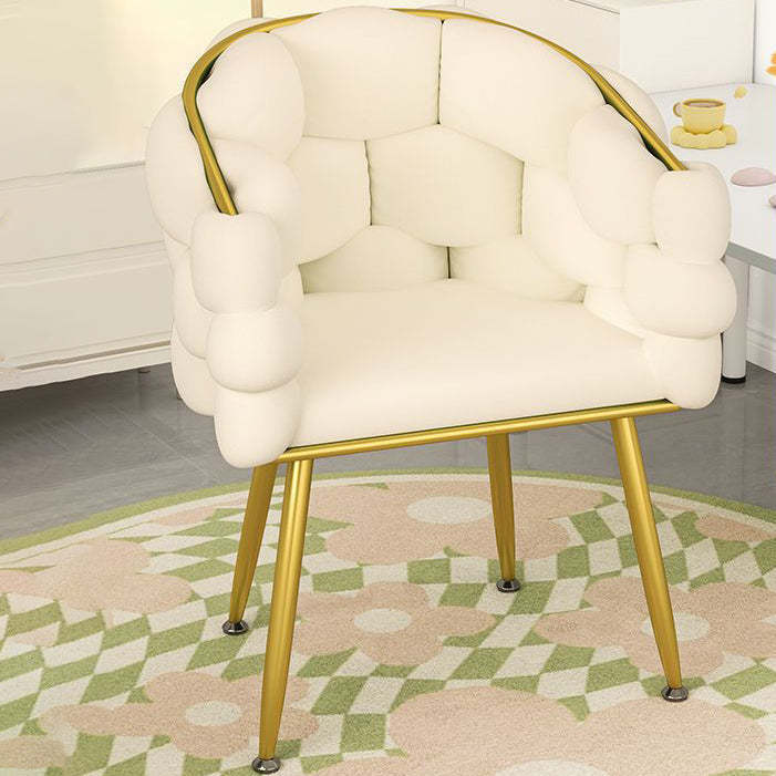 Cream Bubble Velvet Metal Vanity Stool