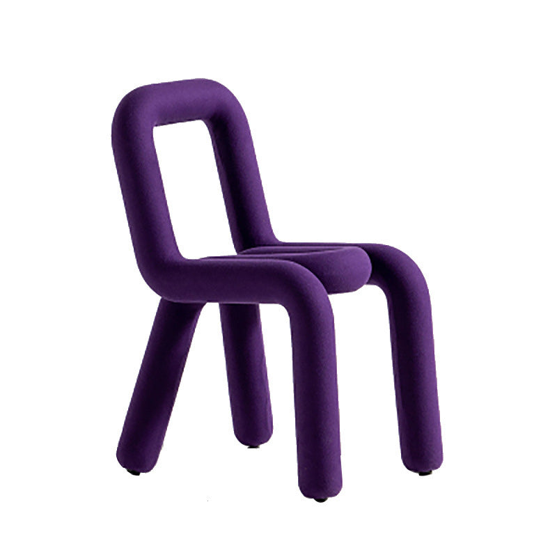 Contemporary Striped Fabric Wood Four-Leg Chair — B / Orange
