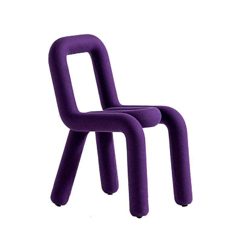 Contemporary Striped Fabric Wood Four-Leg Chair — B / Orange