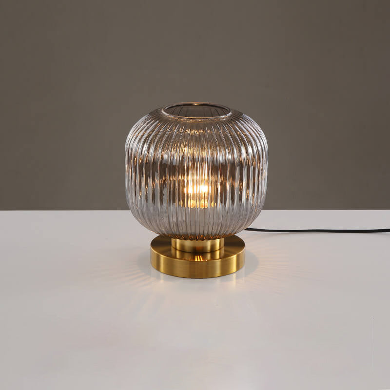 Nordic Striped Glass Oval Table Lamp