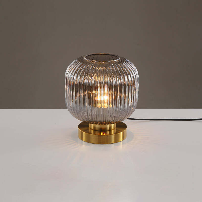 Nordic Striped Glass Oval Table Lamp