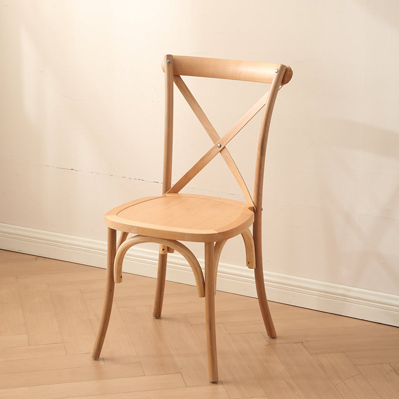 Rustic Woven Rattan Wood Dining Chair — Not Stackable / Walnut Color / Wood