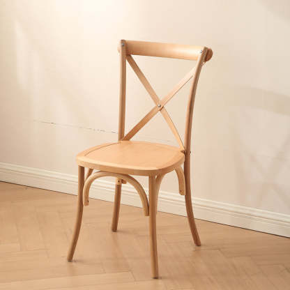 Rustic Woven Rattan Wood Dining Chair — Not Stackable / Walnut Color / Wood