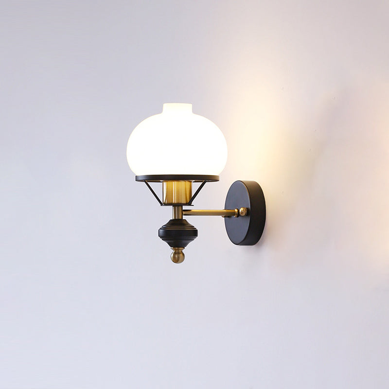 French Geometric Circle Glass Iron Sconce