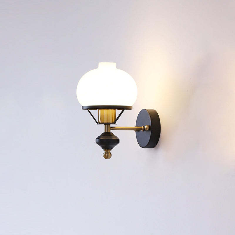 French Geometric Circle Glass Iron Sconce