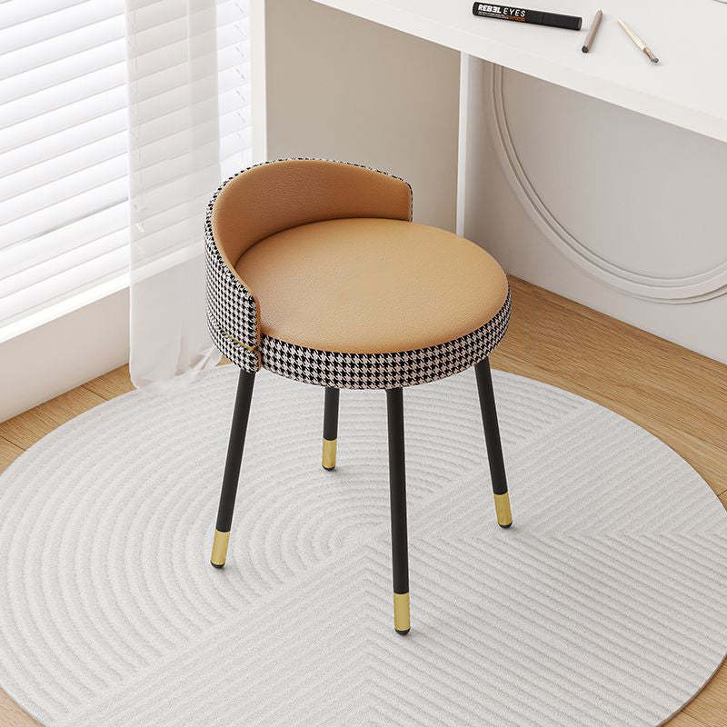 Minimalist Round Leather Iron Vanity Stool