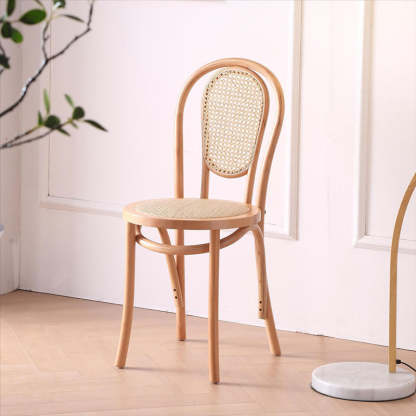 Vintage Rattan Woven Wooden Dining Chair
