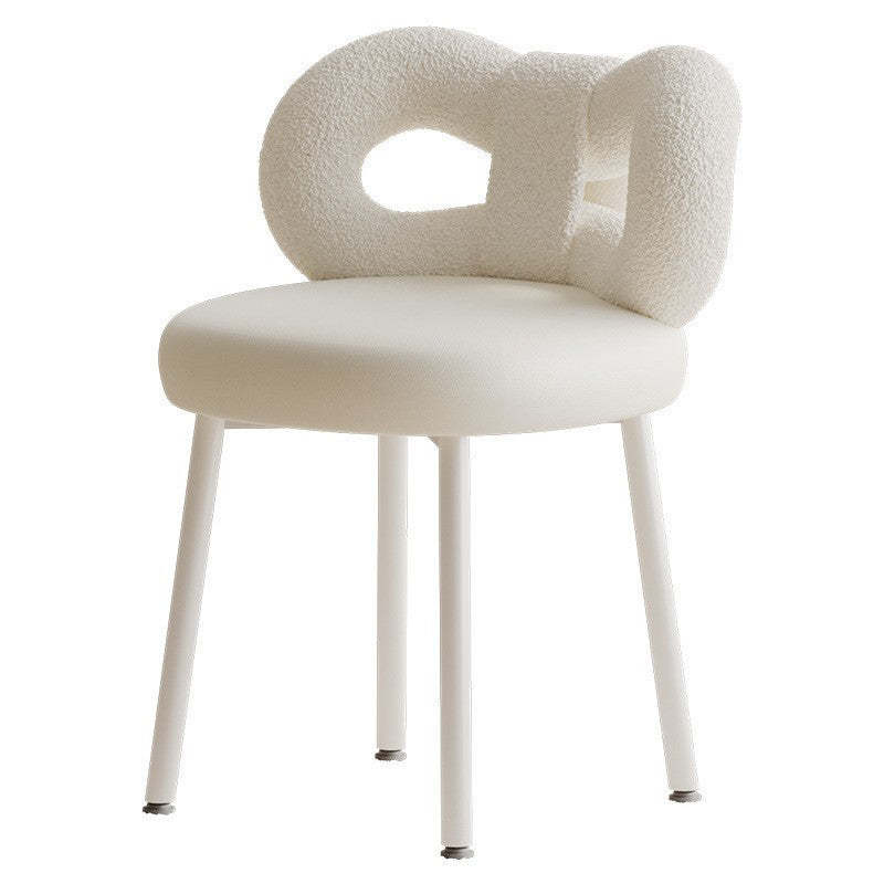 Modern Art Deco Lambswool Leather Round Vanity Stool
