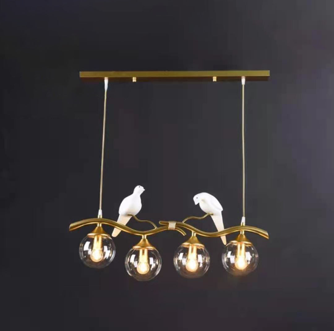 Resin Bird Glass Ball Island Chandelier