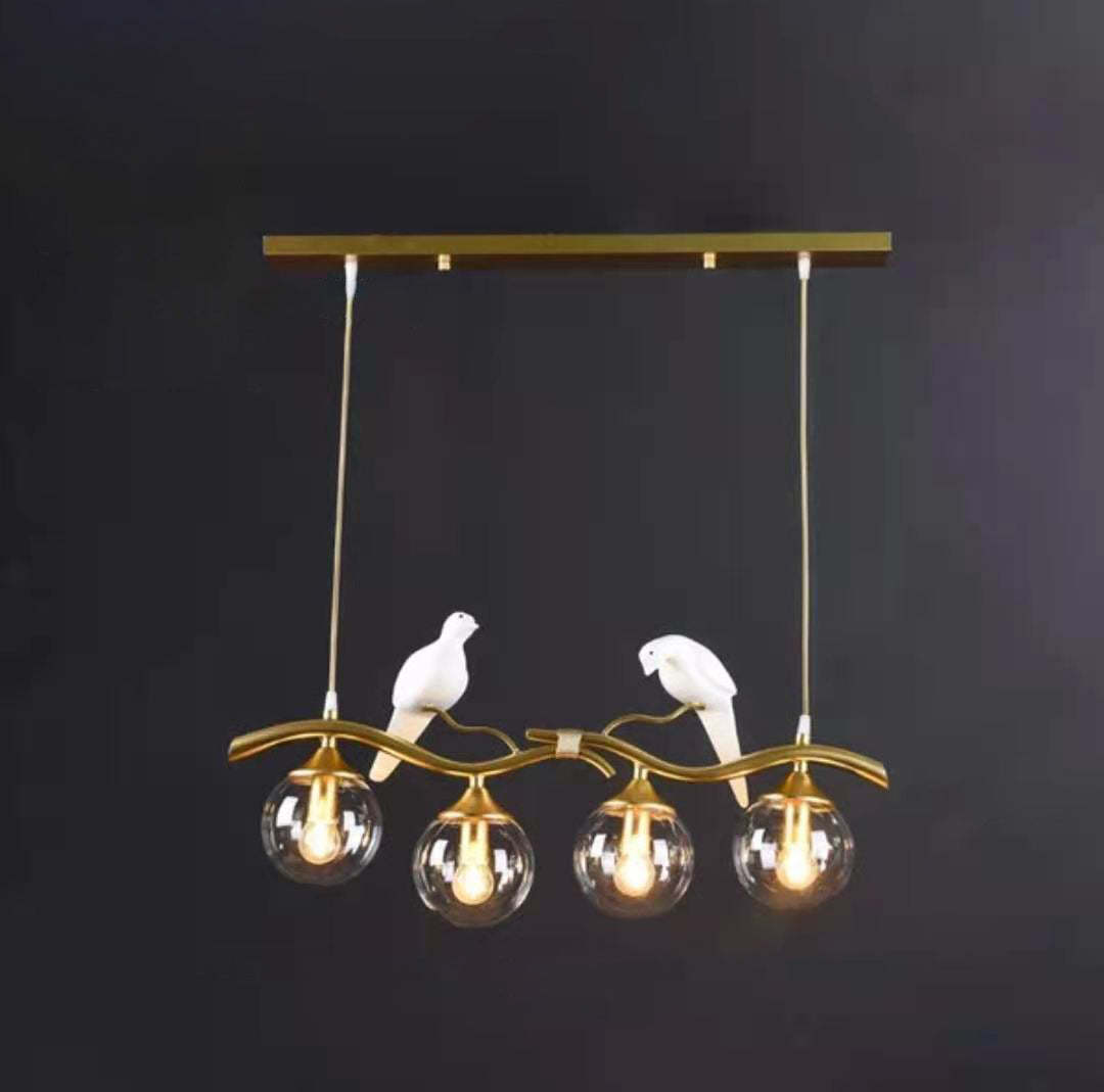 Resin Bird Glass Ball Island Chandelier