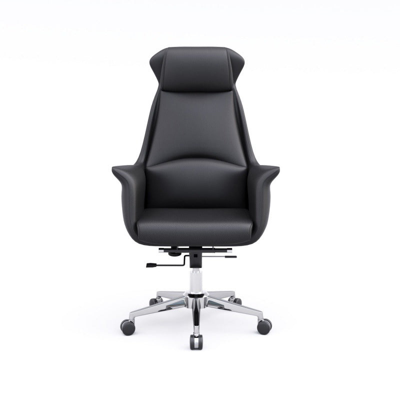Minimalist High-Back Leather Steel Desk Chair