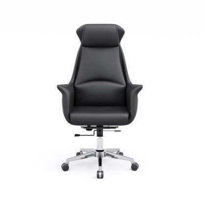Minimalist High-Back Leather Steel Desk Chair