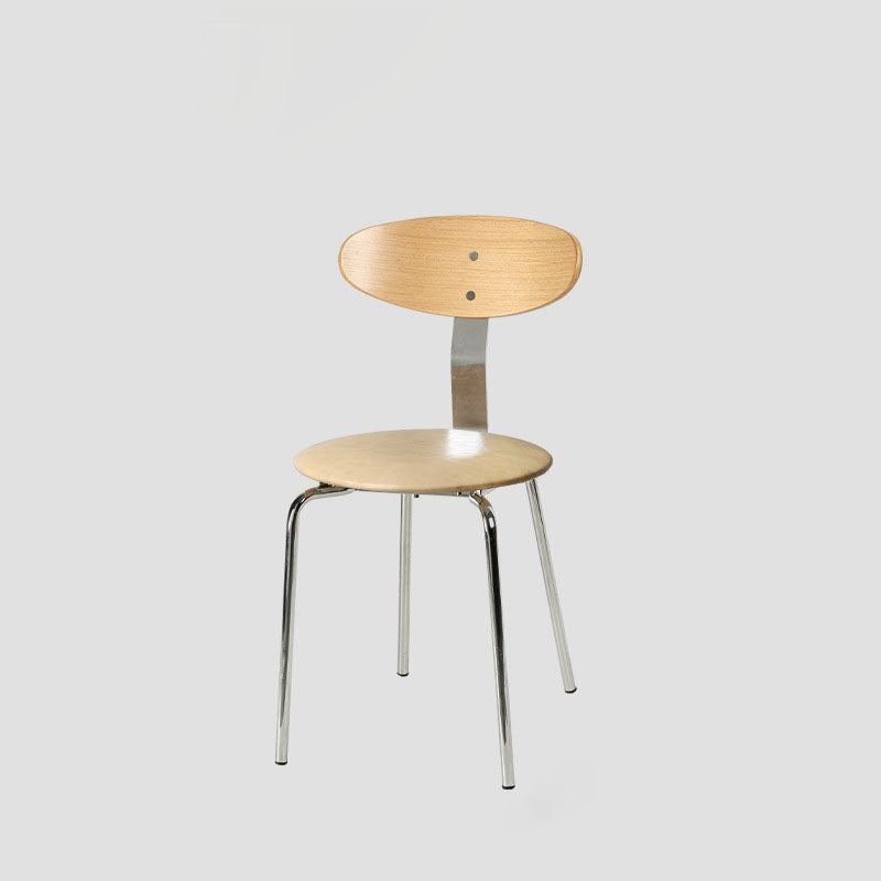 Minimalist Round Wood Iron Dining Chair