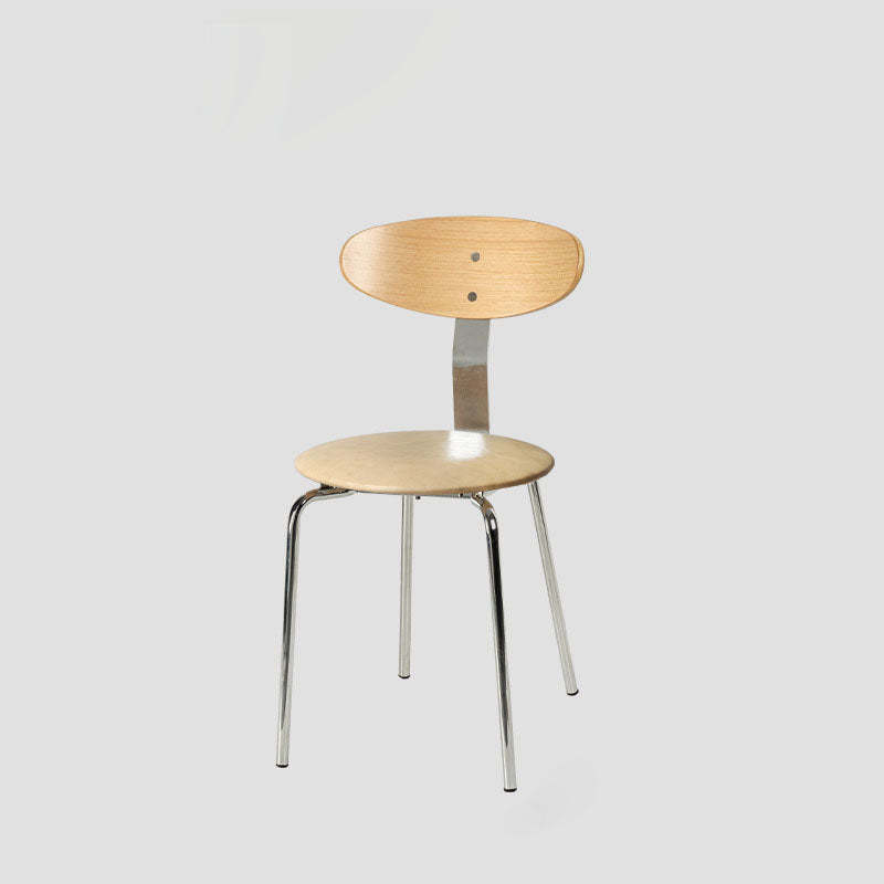 Minimalist Round Wood Iron Dining Chair
