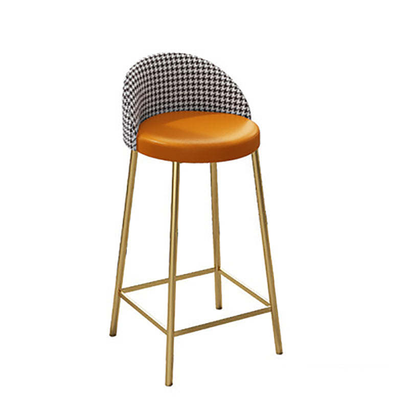 Scandinavian Round PU Leather Iron Bar Stool
