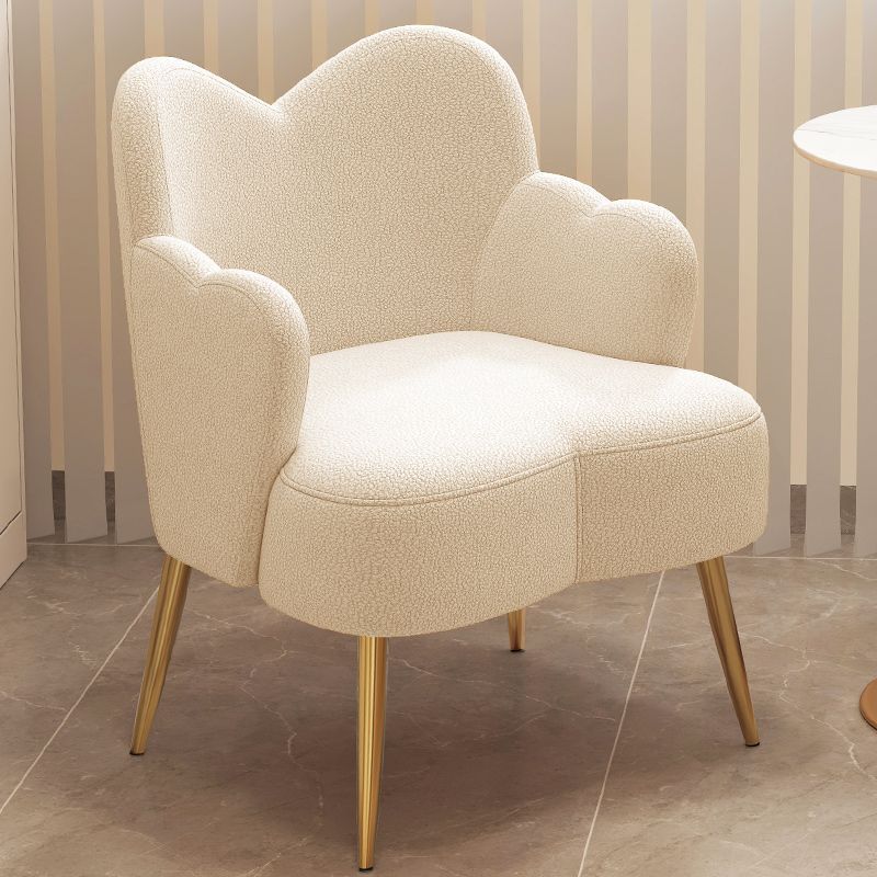 Minimalist Cream Curve Lambswool Vanity Stool