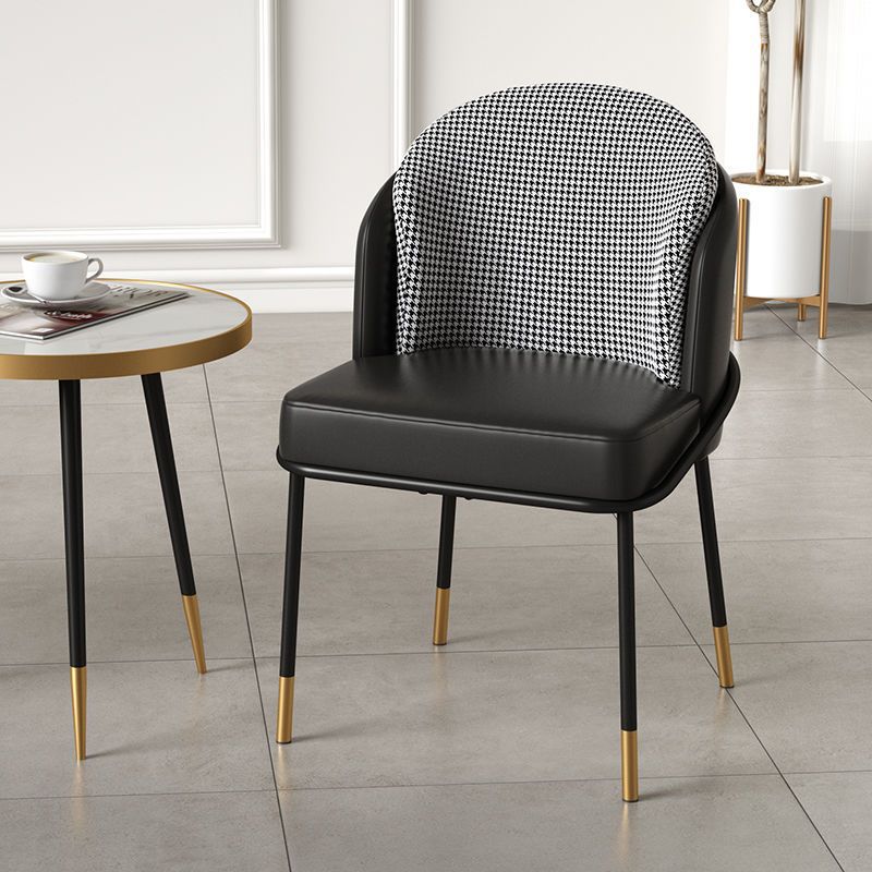 Nordic Leather Fabric Iron Wraparound Dining Chair — Black & Orange - Fabric