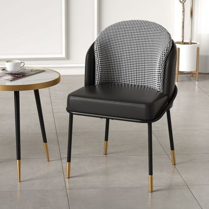 Nordic Leather Fabric Iron Wraparound Dining Chair — Black & Orange - Fabric