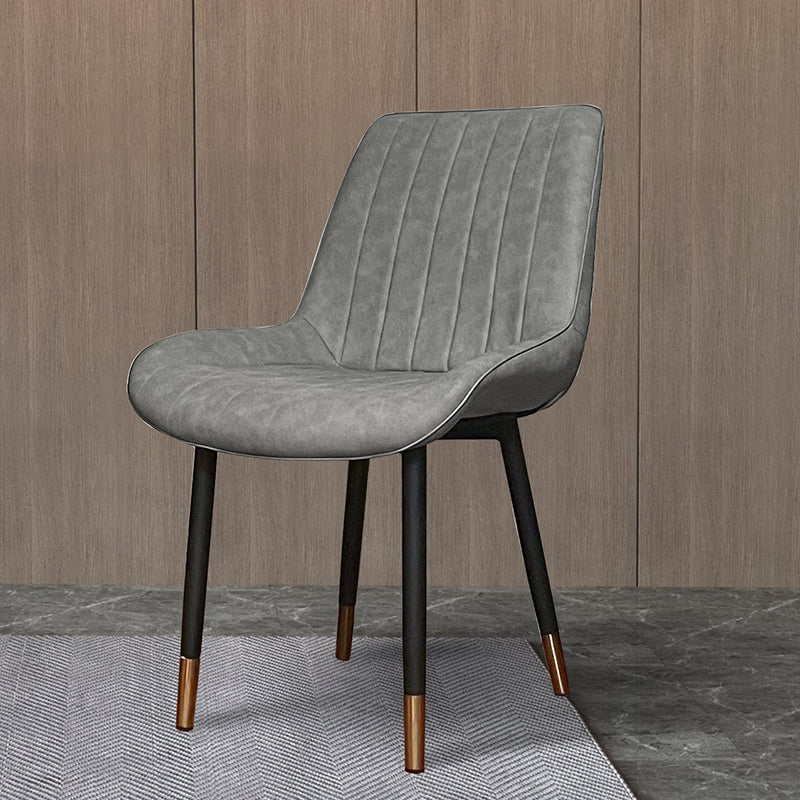 Modern Curved Leather Metal Dining Chair