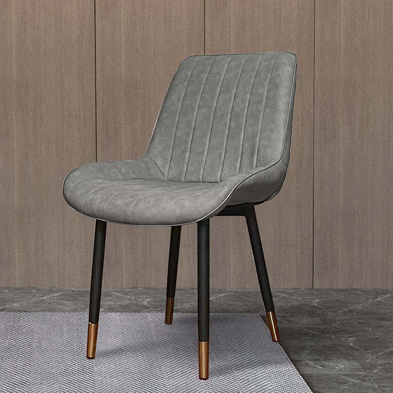 Modern Curved Leather Metal Dining Chair