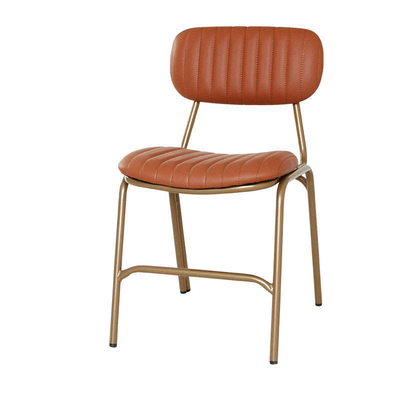 Industrial Leather Iron Striped Dining Chair