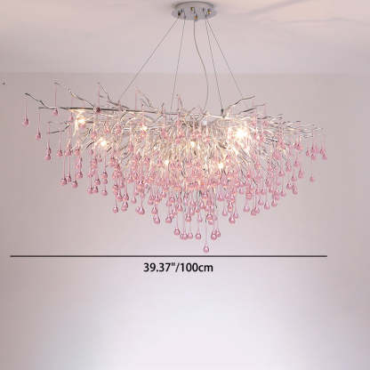 Modern Crystal Glass Aluminum Branch Water Drop Chandelier