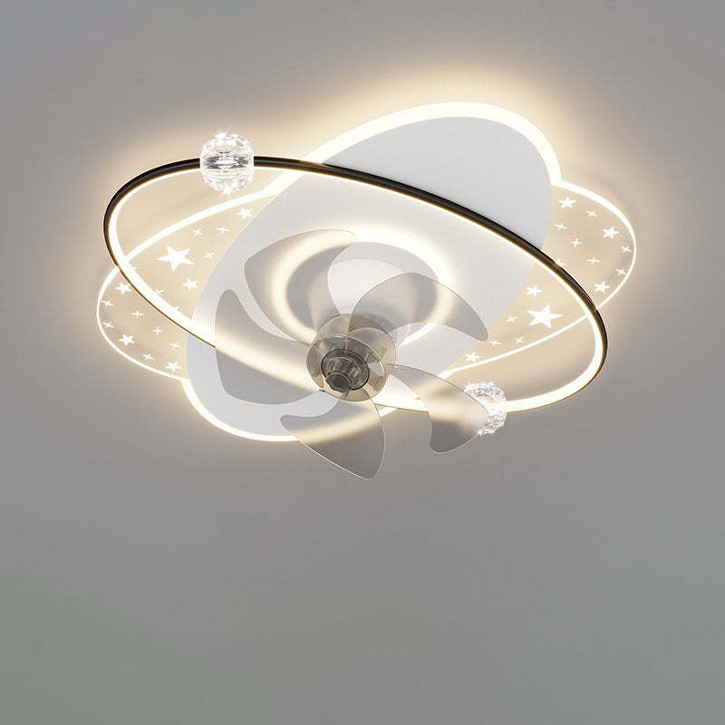Contemporary Iron Acrylic Round LED Semi-Flush Fan Light