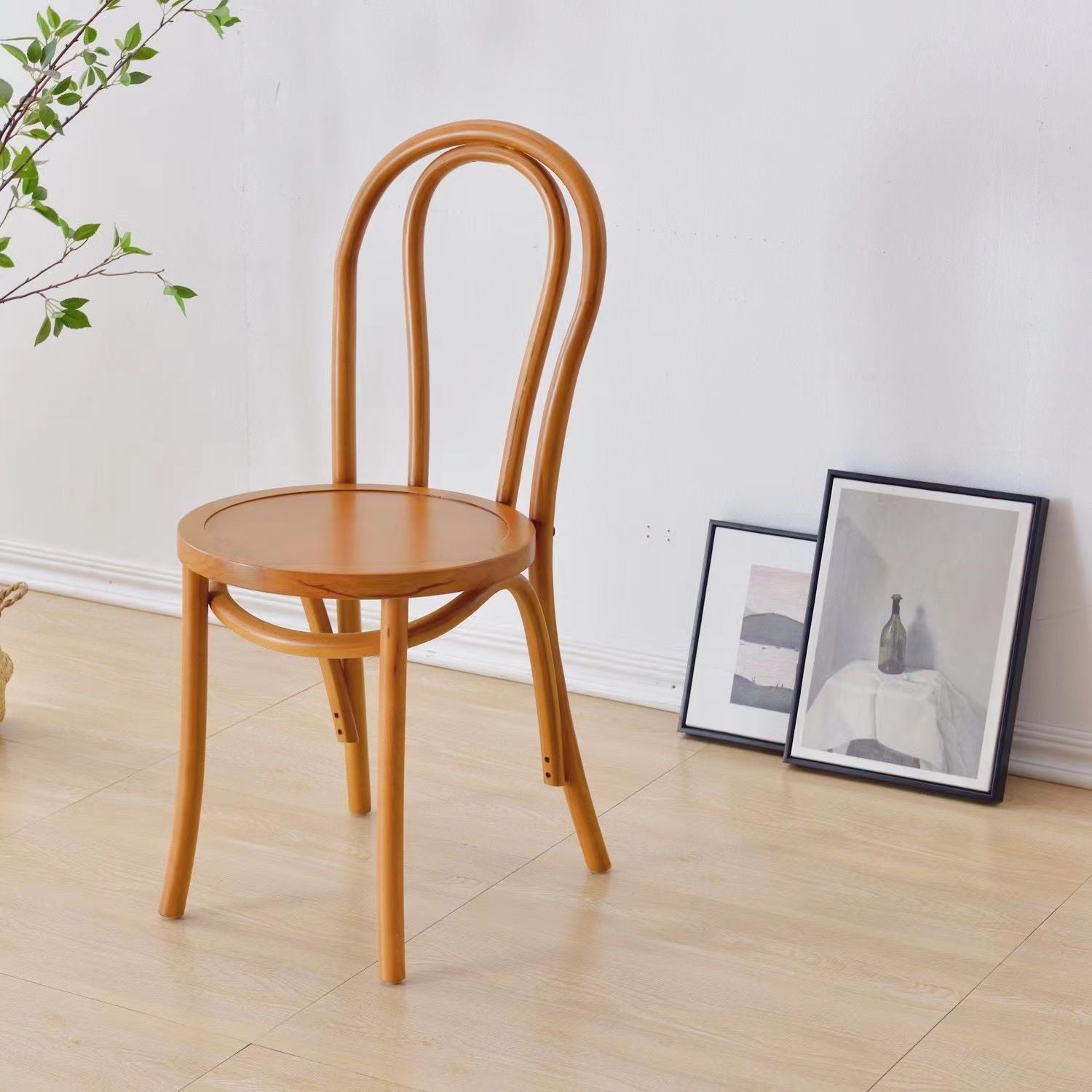 Chinese Wood Rattan Four-Leg Dining Chair