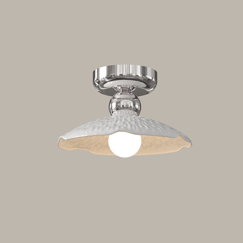 Modern Cream Iron Lace Round 1-Light Ceiling Light — D / Silver / 220V-240V For UK/AU