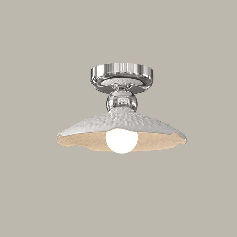 Modern Cream Iron Lace Round 1-Light Ceiling Light — D / Silver / 220V-240V For UK/AU