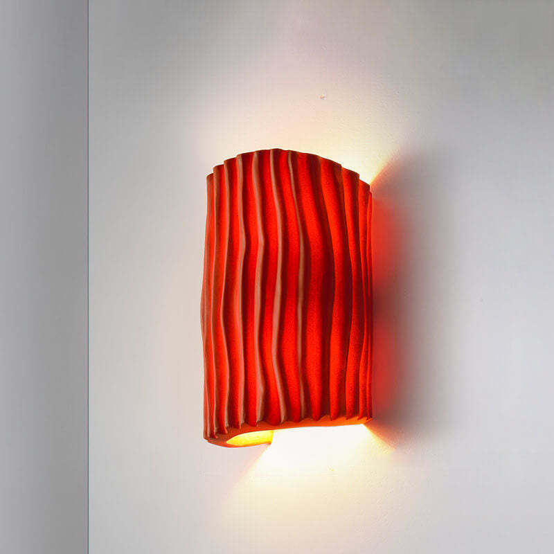 Nordic Resin Striped Half Cylinder Sconce