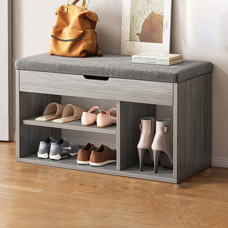 Minimalist Fabric PU Leather Wood 3-Tier Shoe Rack