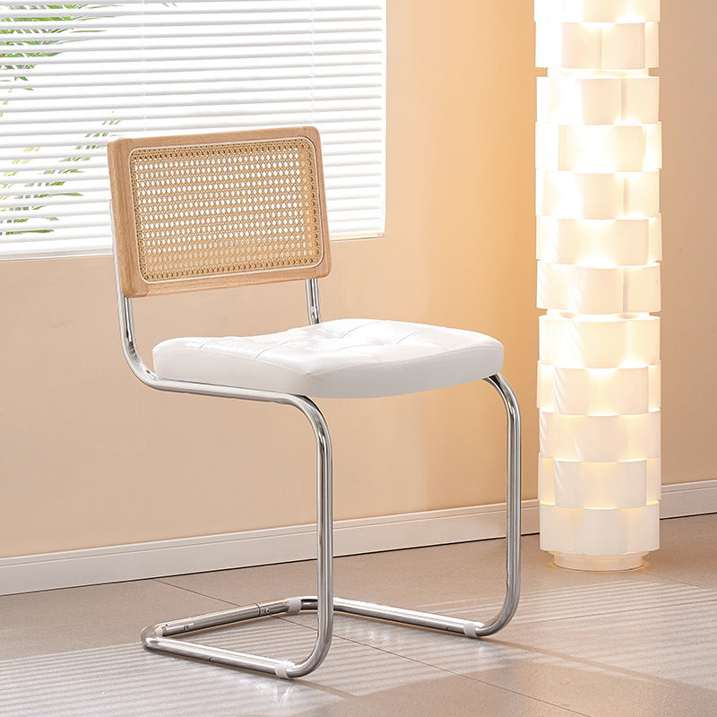 Vintage Rattan Leather Iron Armchair