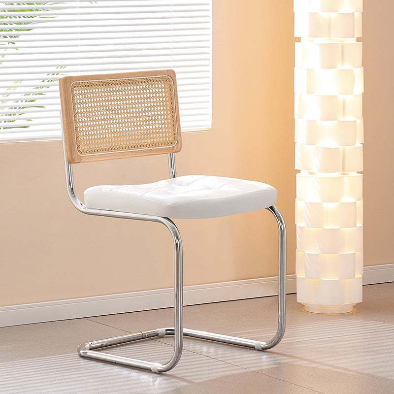 Vintage Rattan Leather Iron Armchair