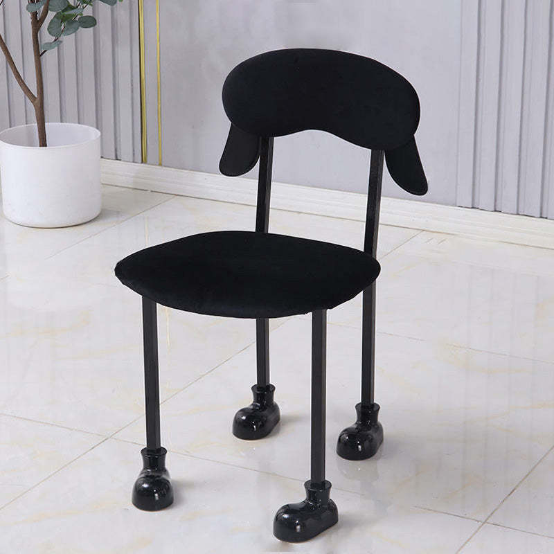 Contemporary Puppy Velvet Stainless Steel Open-Back Chair