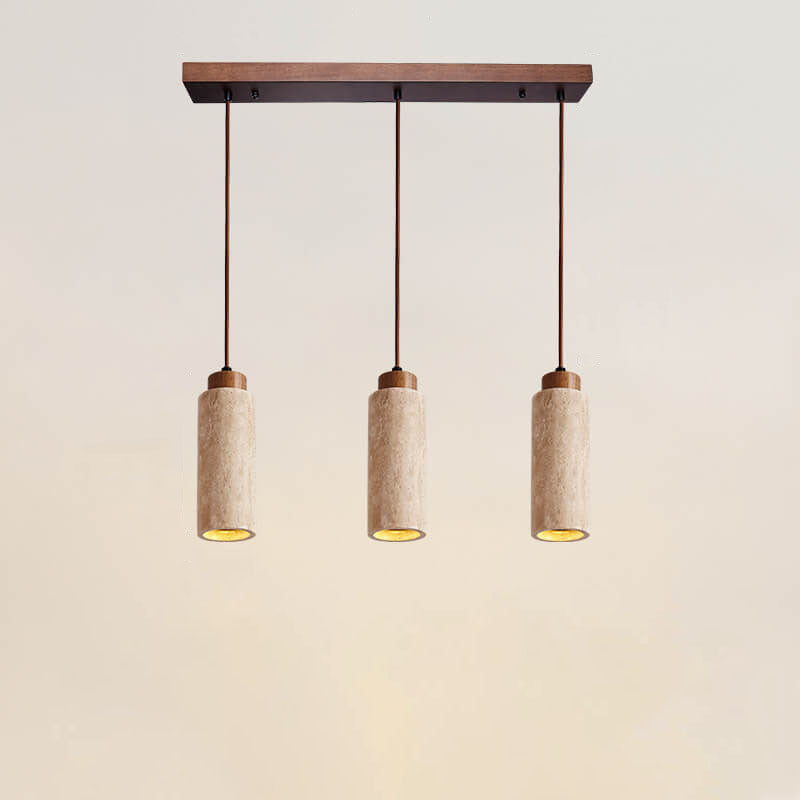 Japanese Wabi-Sabi Solid Wood Stone Island Chandelier