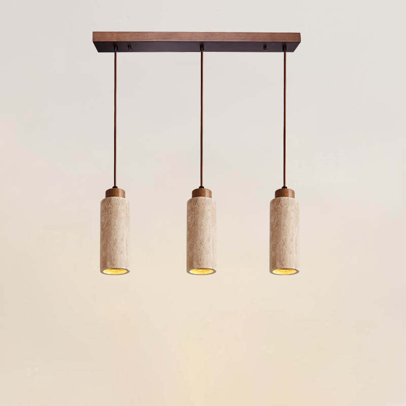 Japanese Wabi-Sabi Solid Wood Stone Island Chandelier