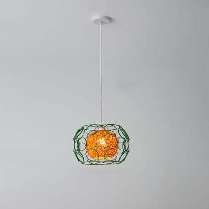 Nordic Woven Hemp Ball Iron Drum Pendant